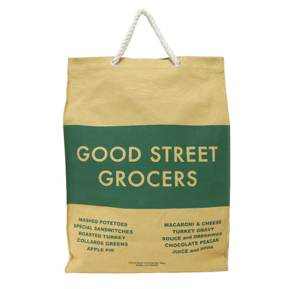 22秋冬 ロゴ プリント ペーパー トートバッグ / GOOD STREET GROCERS LARGE ハンドバッグ 肩掛け ロープ キャンバス
