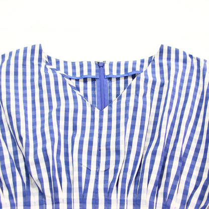 ギンガムチェック ラウンドフォーム ドレス / Gingham Check Round Form Dress ワンピース ロング 半袖 Vネック コットン