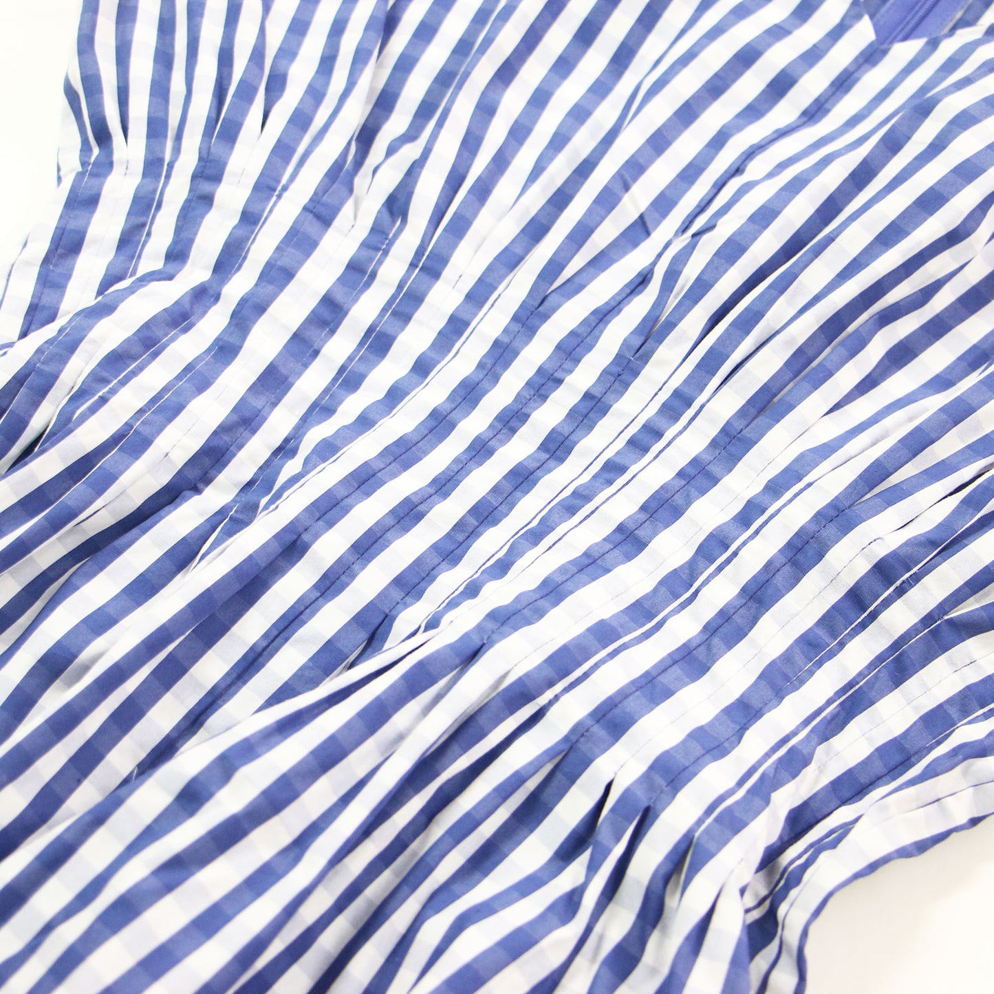 ギンガムチェック ラウンドフォーム ドレス / Gingham Check Round Form Dress ワンピース ロング 半袖 Vネック コットン