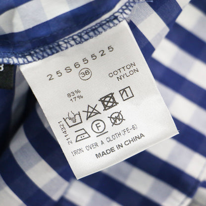 ギンガムチェック ラウンドフォーム ドレス / Gingham Check Round Form Dress ワンピース ロング 半袖 Vネック コットン