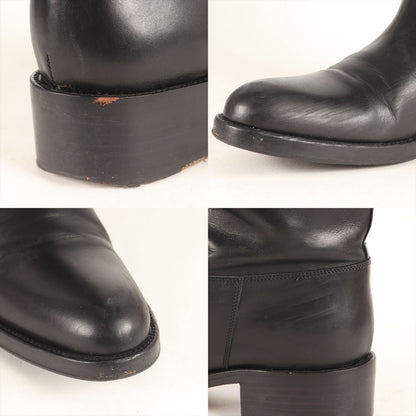 ベルト付き レザー ロングブーツ / ジョッキーブーツ ラウンドトゥ ローヒール