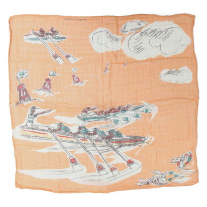 カヌー プリント ガーゼ スカーフ / バンダナ 正方形 ロゴ