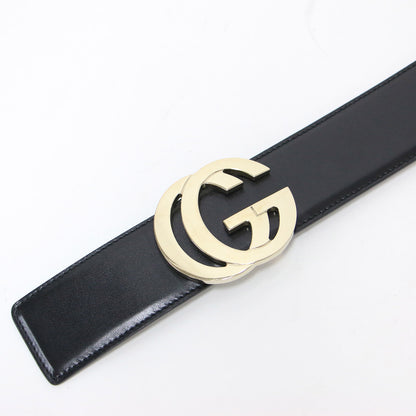 ダブルG バックル レザー ベルト / ブランドロゴ メタリック