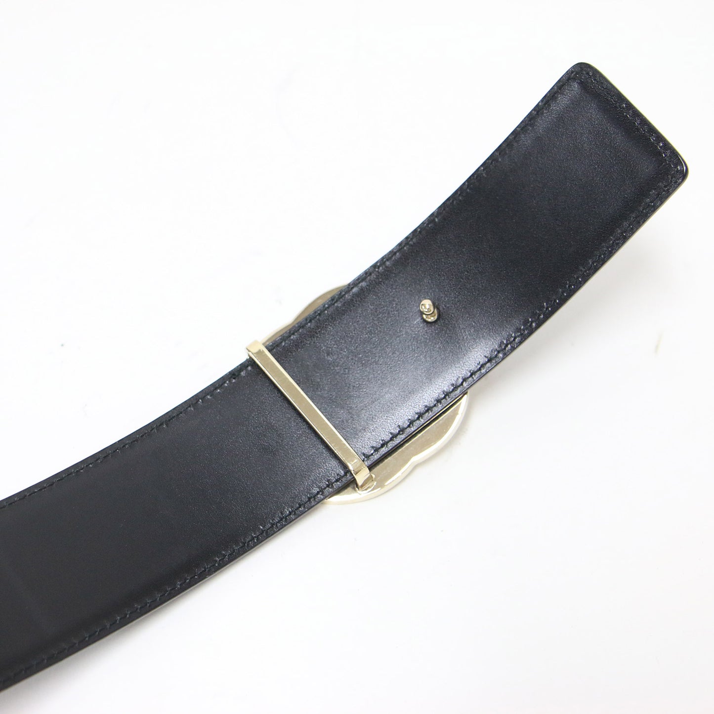 ダブルG バックル レザー ベルト / ブランドロゴ メタリック