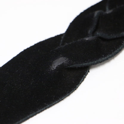 スエード 編み込み ベルト / ツイスト ブランドロゴ レザー