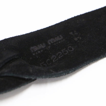 スエード 編み込み ベルト / ツイスト ブランドロゴ レザー