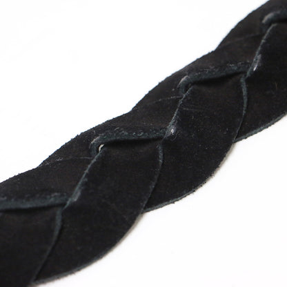 スエード 編み込み ベルト / ツイスト ブランドロゴ レザー