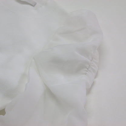24春夏 布帛コンビペプラムニットプル / プルオーバー クルーネック 長袖 パフスリーブ オーガンジー ウォッシャブル