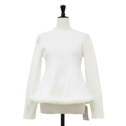 23秋冬 ファーヘム ペプラム ニットプルオーバー / 長袖 フレア Aライン ストレッチ