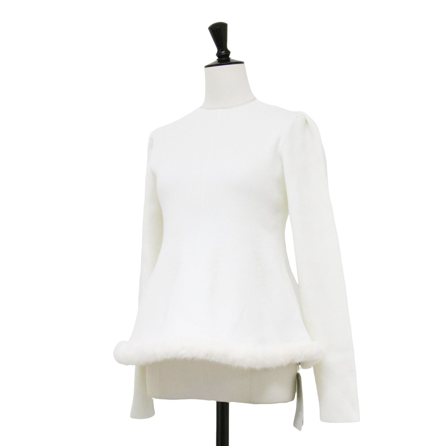 23秋冬 ファーヘム ペプラム ニットプルオーバー / 長袖 フレア Aライン ストレッチ