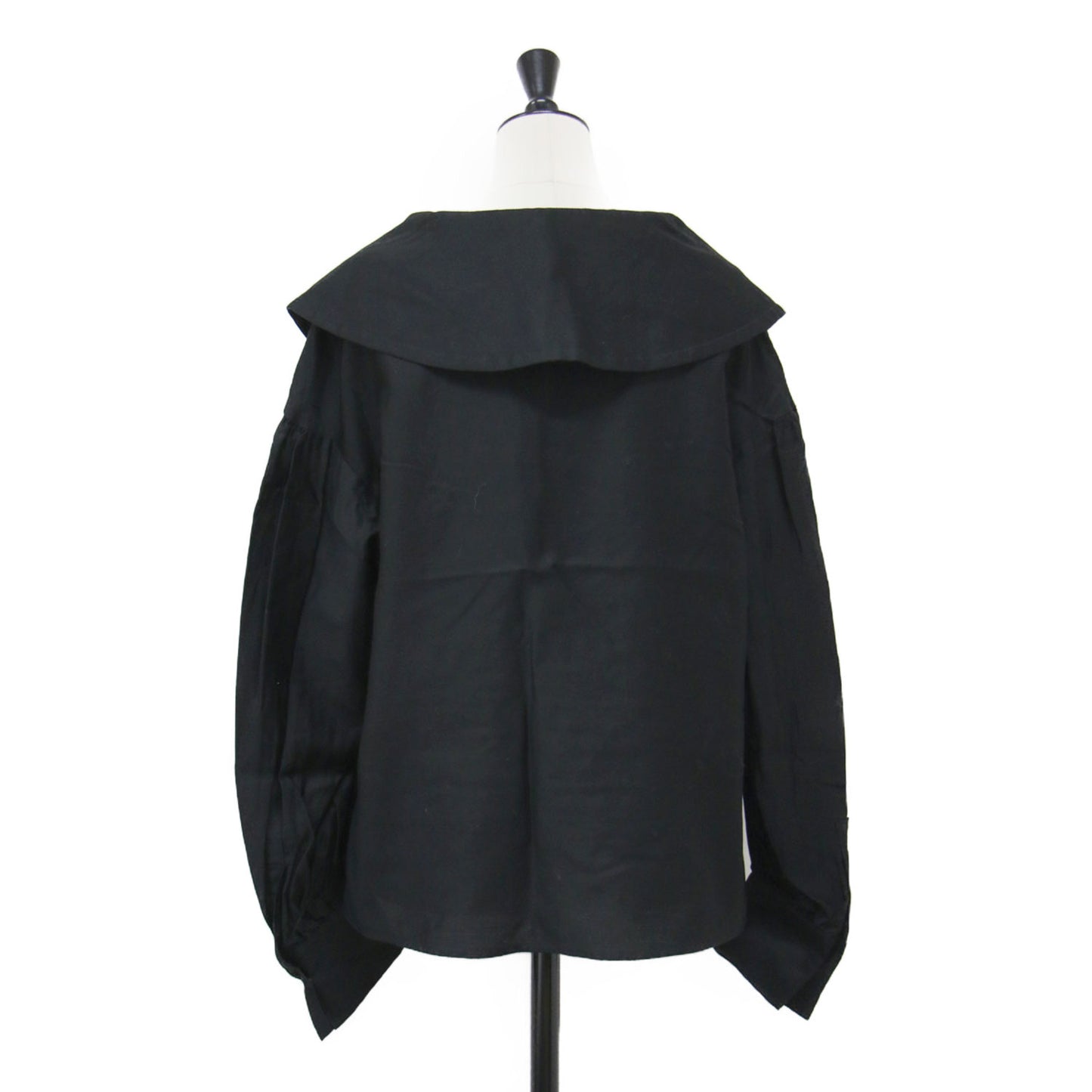 21秋冬 ビックカラー ワイド ブラウス / プルオーバー 長袖 タック ワイドスリーブ スリット コットン