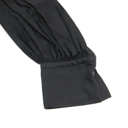 21秋冬 ビックカラー ワイド ブラウス / プルオーバー 長袖 タック ワイドスリーブ スリット コットン