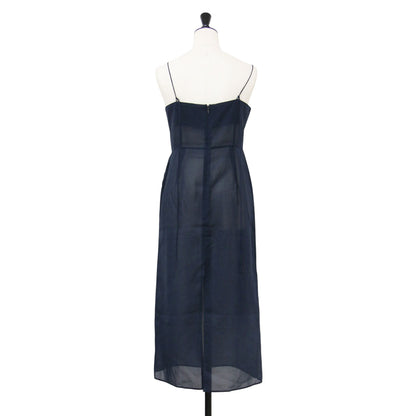 24春夏 シアー キャミソール ドレス / Sheer Camisole Dress ワンピース ミディ丈 Iライン ノースリーブ バックファスナー スリット コットン