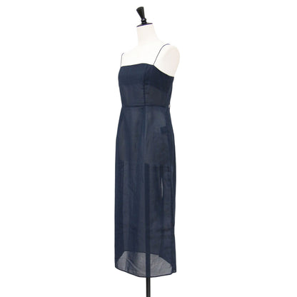 24春夏 シアー キャミソール ドレス / Sheer Camisole Dress ワンピース ミディ丈 Iライン ノースリーブ バックファスナー スリット コットン
