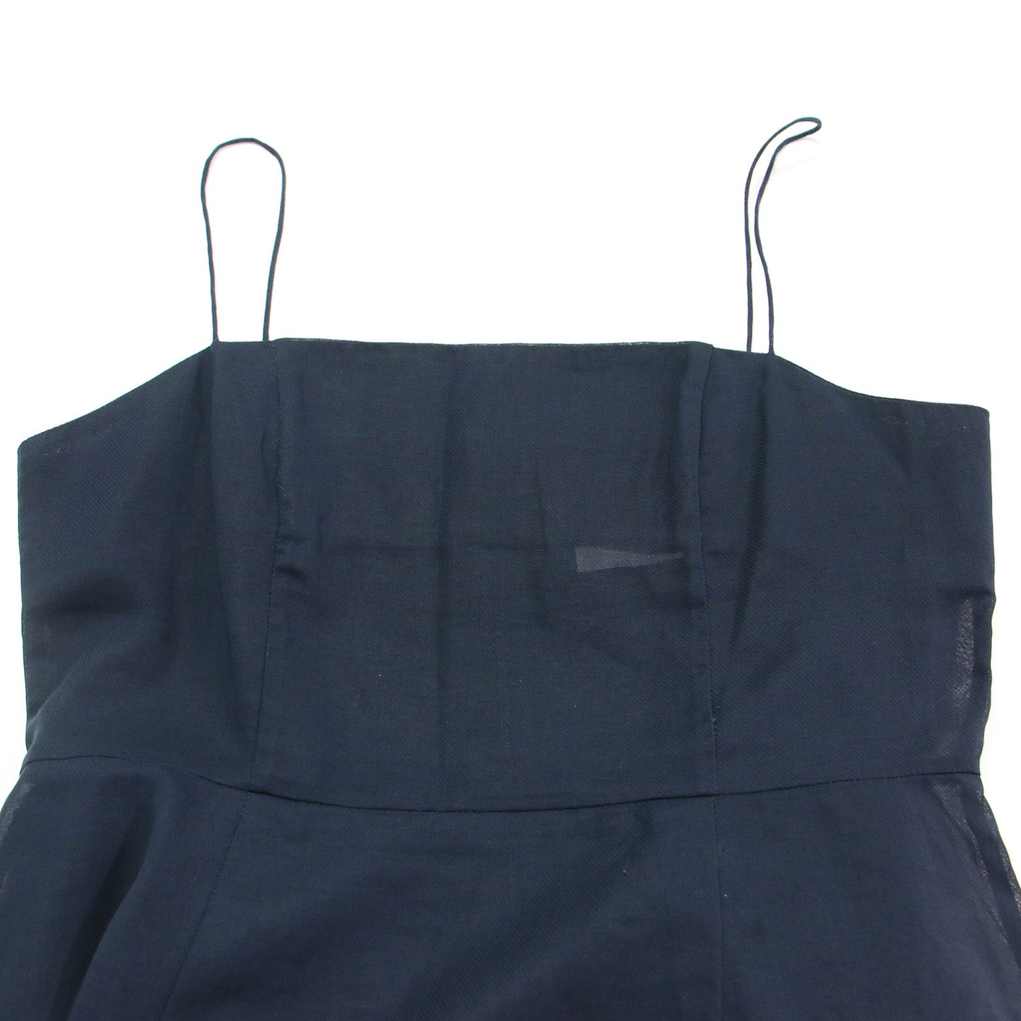24春夏 シアー キャミソール ドレス / Sheer Camisole Dress ワンピース ミディ丈 Iライン ノースリーブ バックファスナー スリット コットン