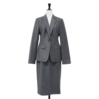 1B ジャケット スカート スーツセット / 長袖 テーラード コンパクト ストレッチ ミディ丈 スリット ウール