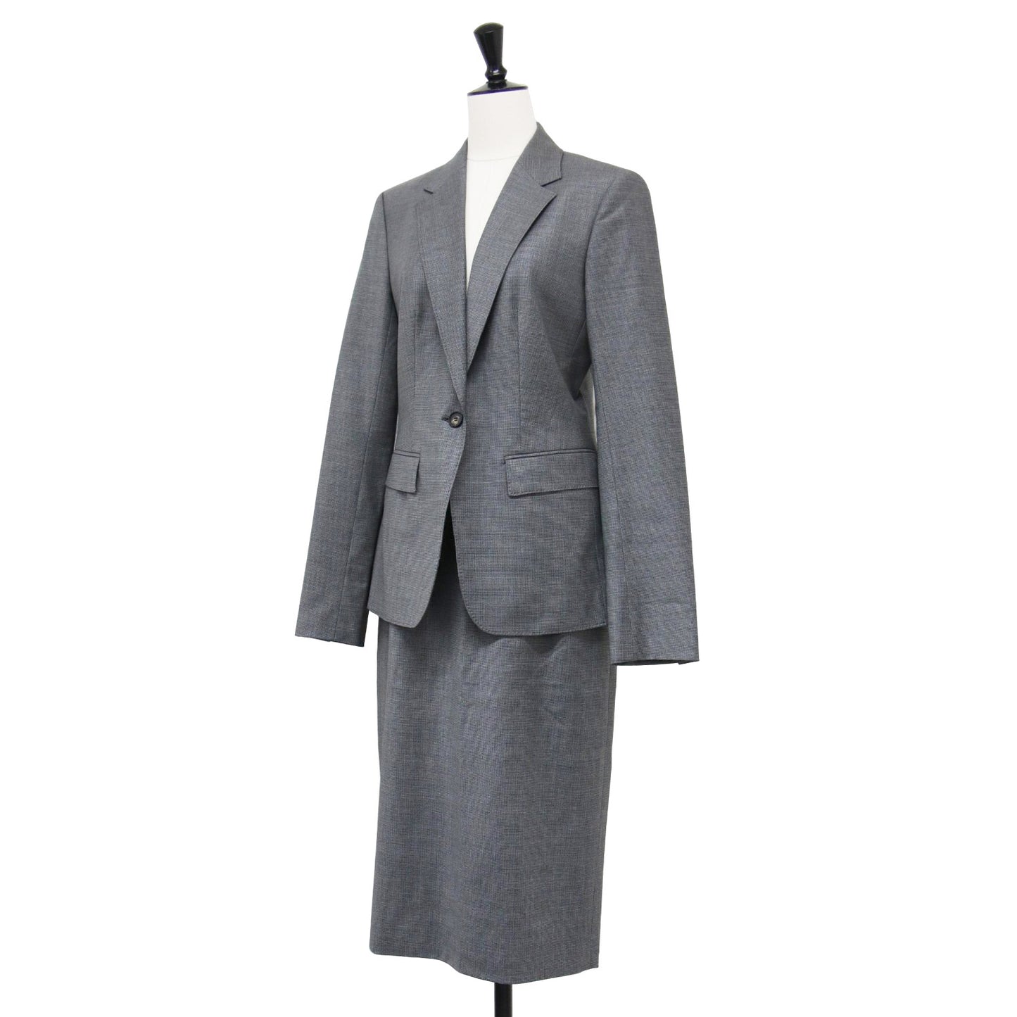 1B ジャケット スカート スーツセット / 長袖 テーラード コンパクト ストレッチ ミディ丈 スリット ウール