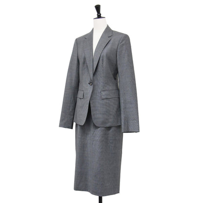 1B ジャケット スカート スーツセット / 長袖 テーラード コンパクト ストレッチ ミディ丈 スリット ウール