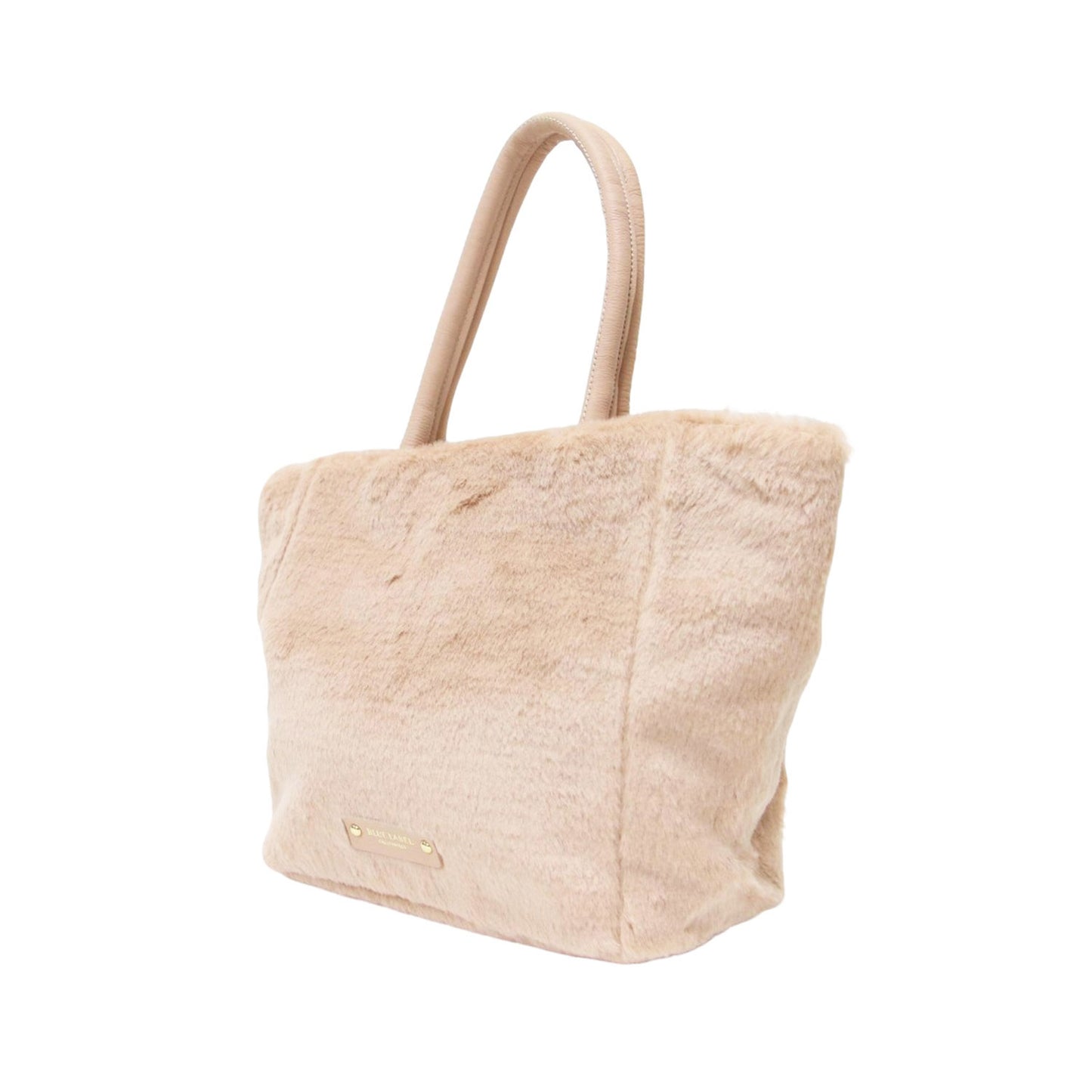 フェイクファー ハンドバッグ / トートバッグ 肩掛け ブランドロゴ 牛革