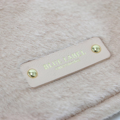 フェイクファー ハンドバッグ / トートバッグ 肩掛け ブランドロゴ 牛革