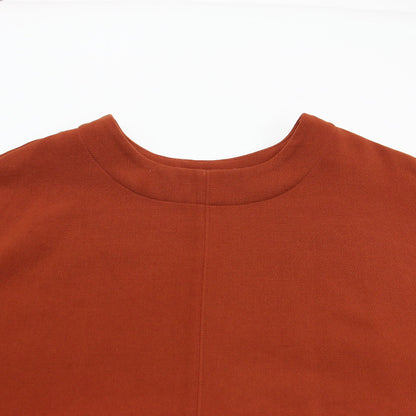 24秋冬 ドルマン プルオーバー スカート セットアップ / ブラウス ワイド クルーネック スリット ウエストゴム ストレッチ タック