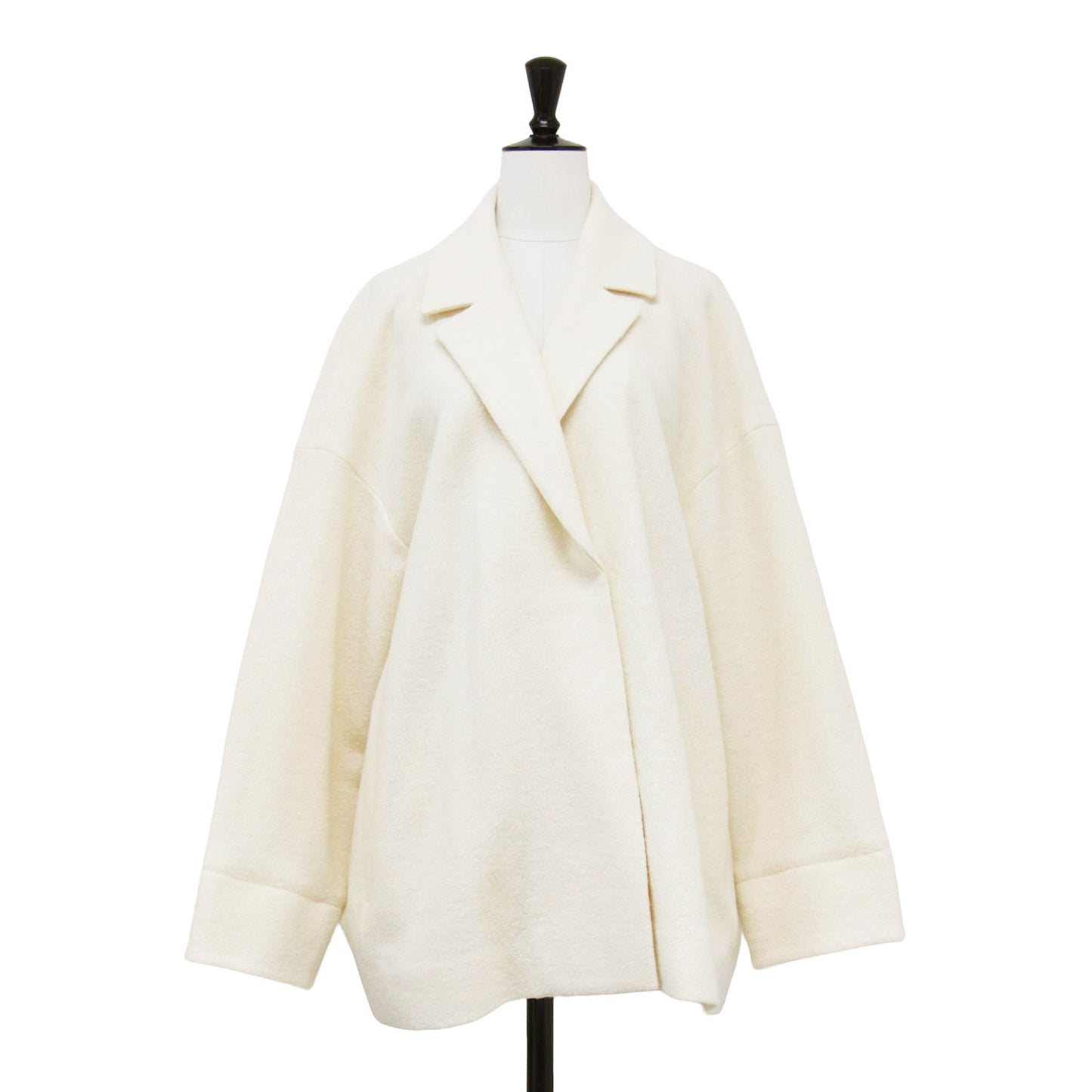 23秋冬 リングウール バックボリューム ミドルジャケット / コート 一枚仕立て ダブル ゴムギャザー ストレッチ ジャージー