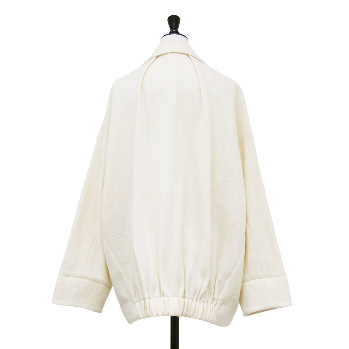 23秋冬 リングウール バックボリューム ミドルジャケット / コート 一枚仕立て ダブル ゴムギャザー ストレッチ ジャージー