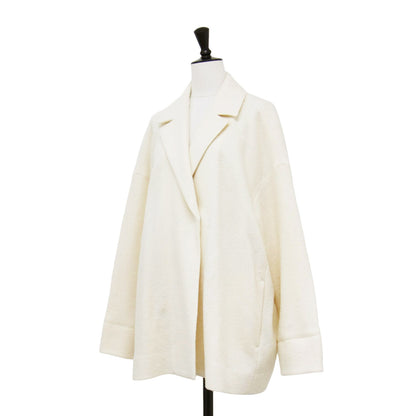 23秋冬 リングウール バックボリューム ミドルジャケット / コート 一枚仕立て ダブル ゴムギャザー ストレッチ ジャージー