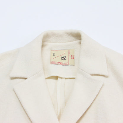 23秋冬 リングウール バックボリューム ミドルジャケット / コート 一枚仕立て ダブル ゴムギャザー ストレッチ ジャージー