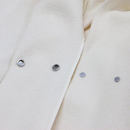 23秋冬 リングウール バックボリューム ミドルジャケット / コート 一枚仕立て ダブル ゴムギャザー ストレッチ ジャージー