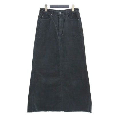 21春夏 コーデュロイ マキシスカート / フレア Aライン カットオフ 5ポケット スリット フリンジ ストレッチ コットン