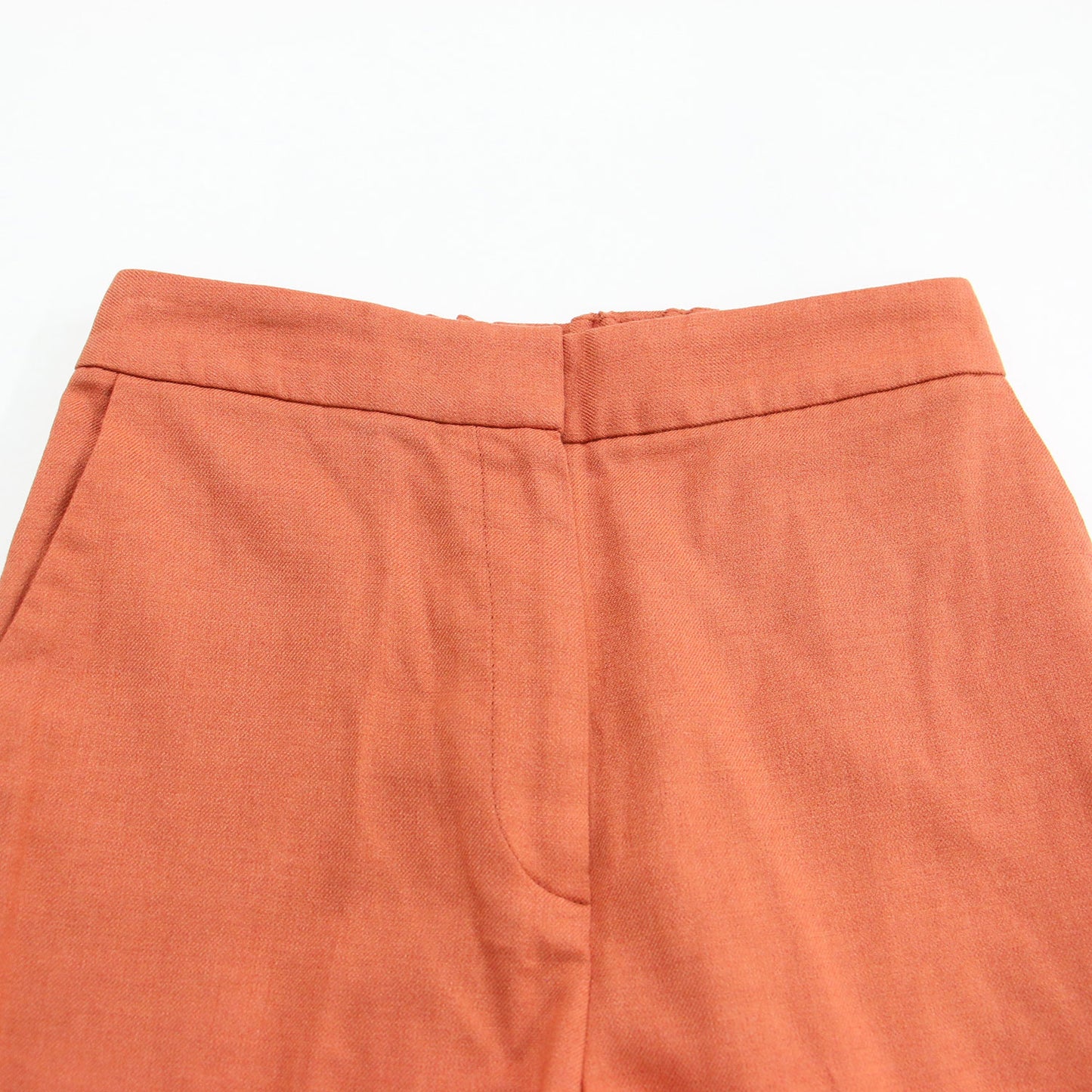21秋冬 ストレッチ カルゼ セミワイド クロップドパンツ / スラックス センタープレス ウール