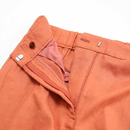 21秋冬 ストレッチ カルゼ セミワイド クロップドパンツ / スラックス センタープレス ウール