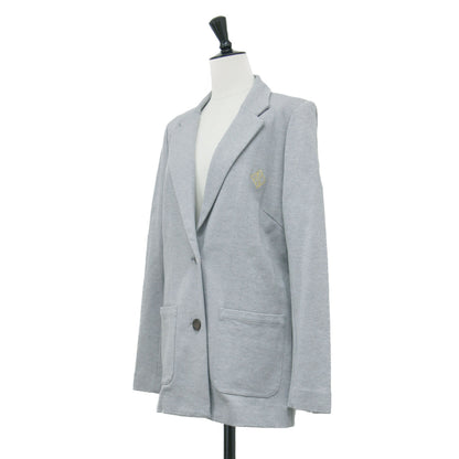 アンコンジャケット / イージージャケット 羽織り 長袖 ボタンダウン エンブレム 刺繍 ストレッチ ウォッシャブル