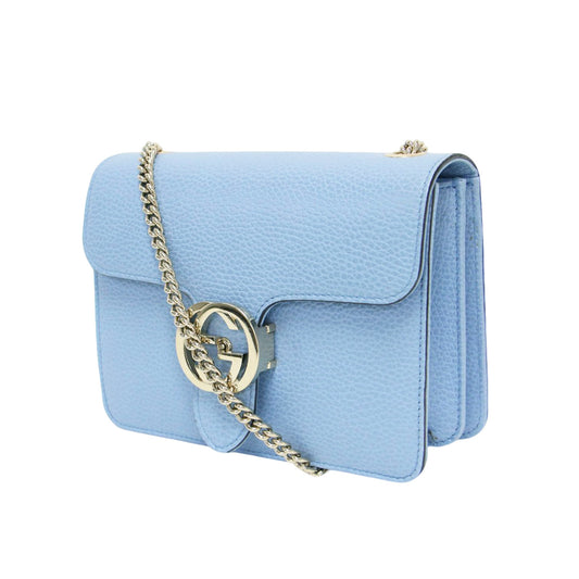 インターロッキングG ショルダーバッグ / 肩掛け クロスボディ フラップ チェーン ロゴ レザー