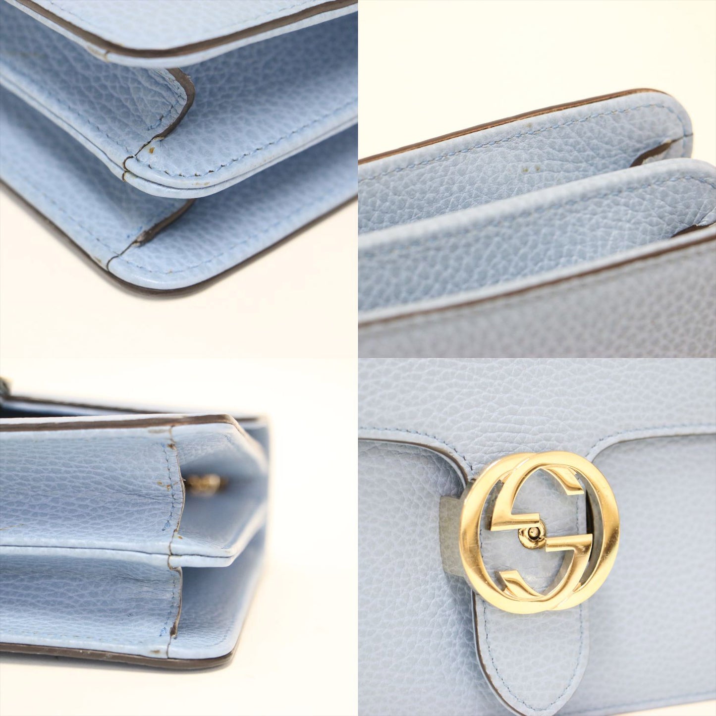 インターロッキングG ショルダーバッグ / 肩掛け クロスボディ フラップ チェーン ロゴ レザー