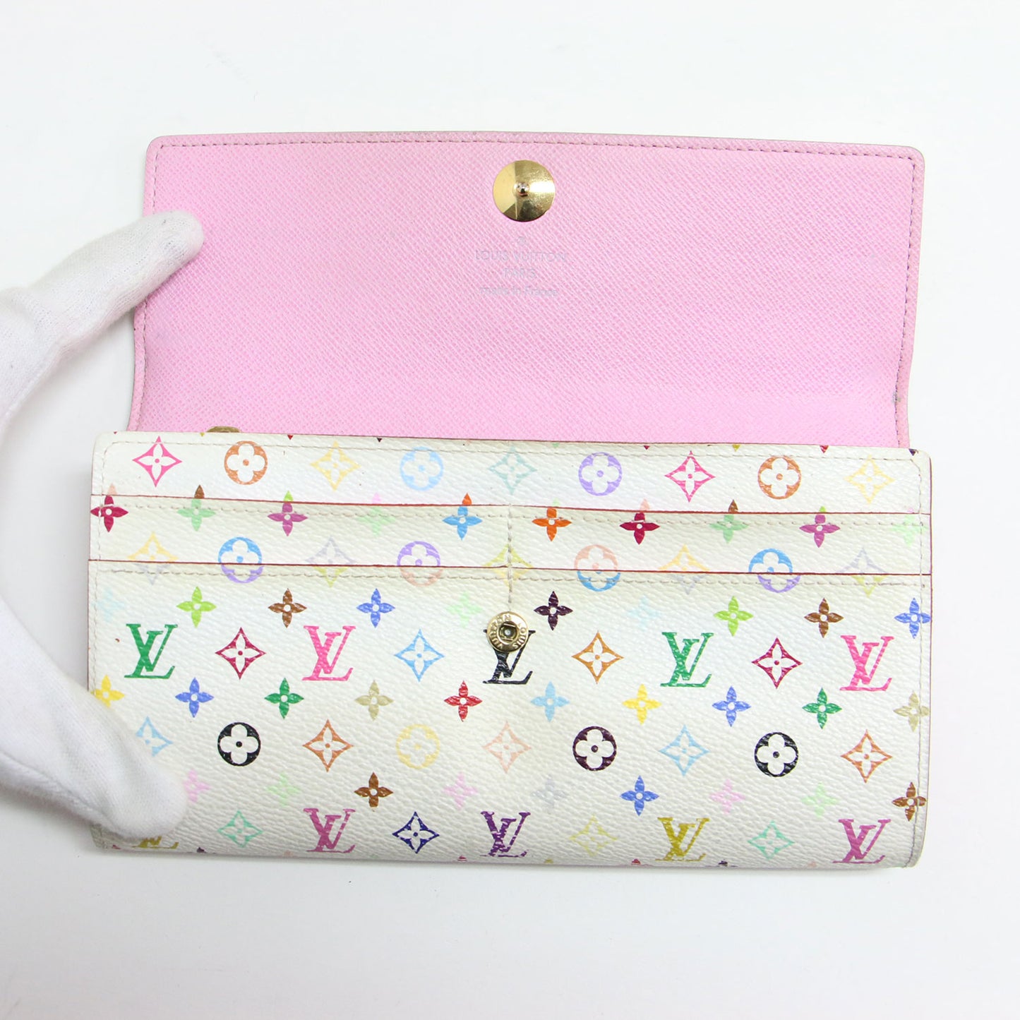モノグラムマルチカラー ポルトフォイユ サラ ロングウォレット / 長財布 フラップ メタルボタン レザー