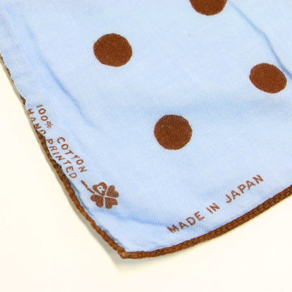 コットン ドットプリント スカーフ / バンダナ 正方形 ロゴ 刺繍