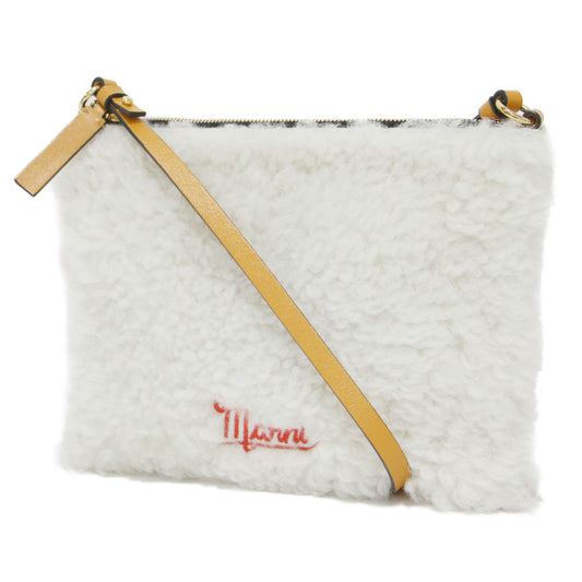 21秋冬 ボア ロゴ 刺繍 ショルダーバッグ / 肩掛け クロスボディ レザー