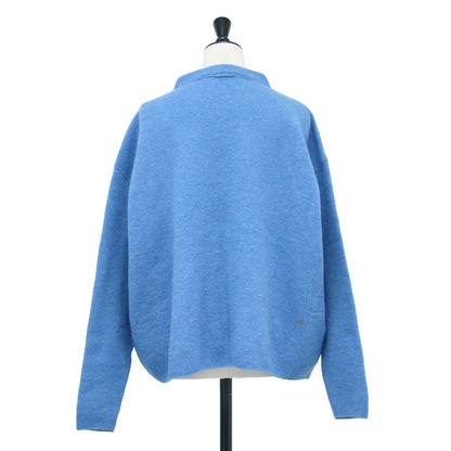 USフロート縮絨のMシャツ / ニット 長袖 モックネック ワイド ロゴ 刺繍 ウール