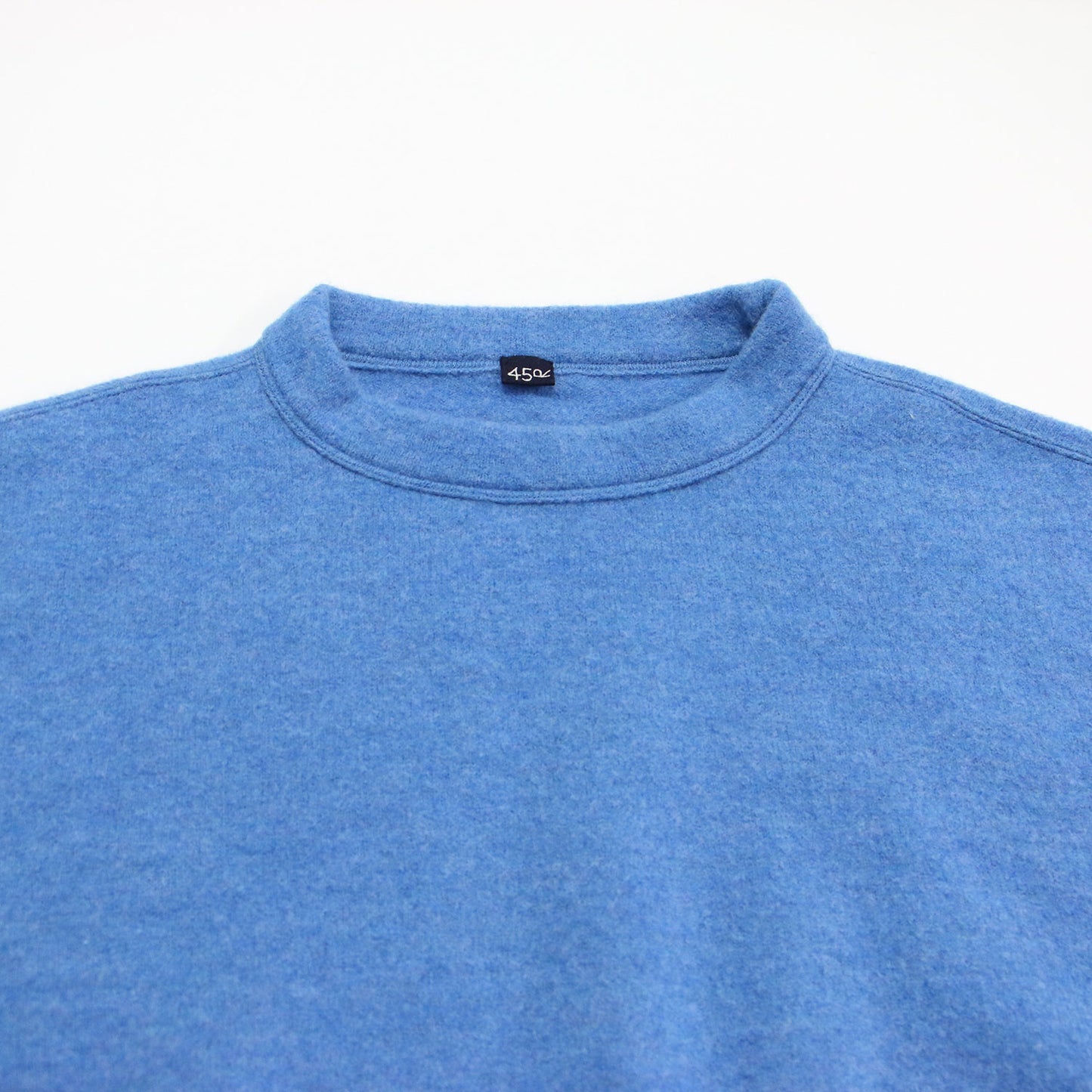 USフロート縮絨のMシャツ / ニット 長袖 モックネック ワイド ロゴ 刺繍 ウール