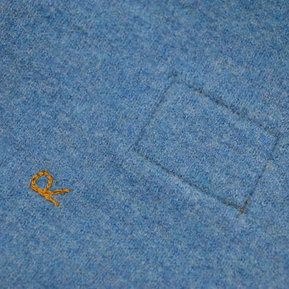 USフロート縮絨のMシャツ / ニット 長袖 モックネック ワイド ロゴ 刺繍 ウール