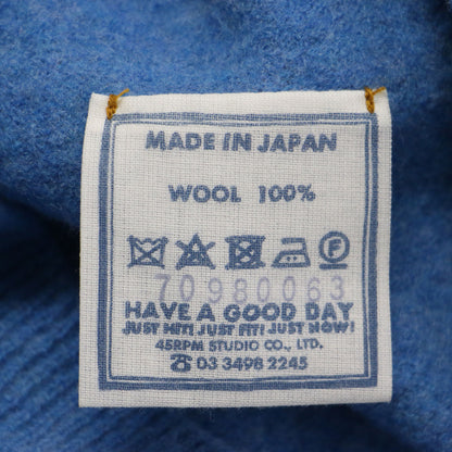 USフロート縮絨のMシャツ / ニット 長袖 モックネック ワイド ロゴ 刺繍 ウール