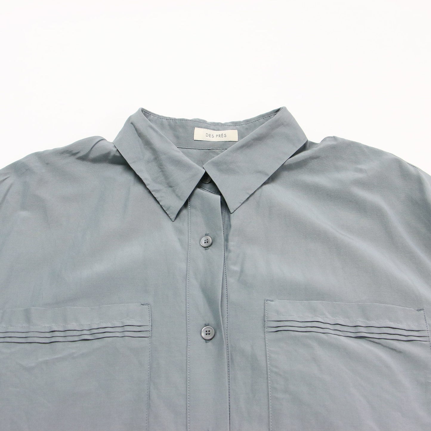 25秋冬 コットン シルク ポプリン チュニックシャツ / ブラウス 長袖 フレア Aライン タック ワイド