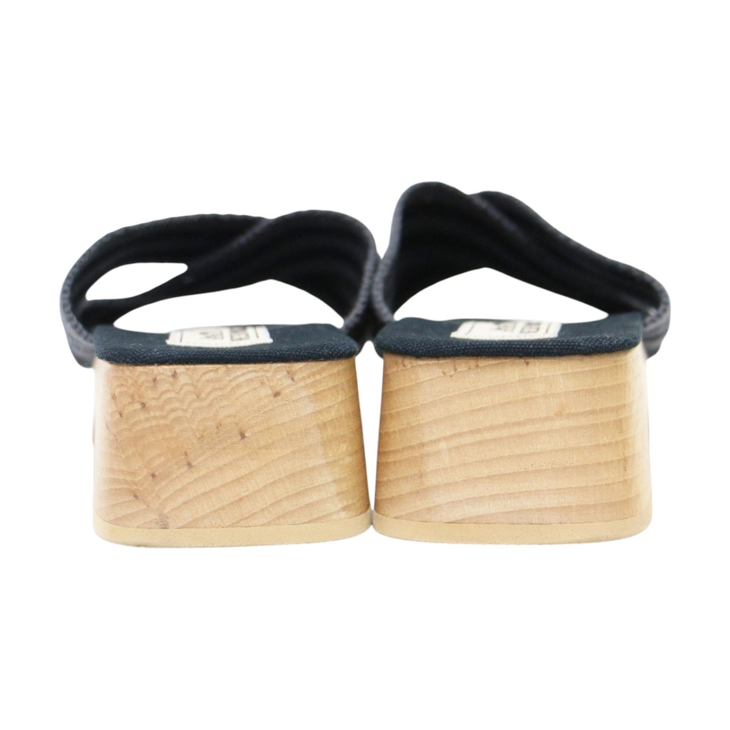 フールトゥサボサンダル / ミュール スクエアトゥ 厚底 キャンバス ウッド