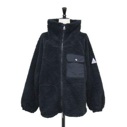 ハイネック フリース ジャケット / RIVAS FLEECE ブルゾン 長袖 ラグラン ダブルジップ ギャザー ロゴ