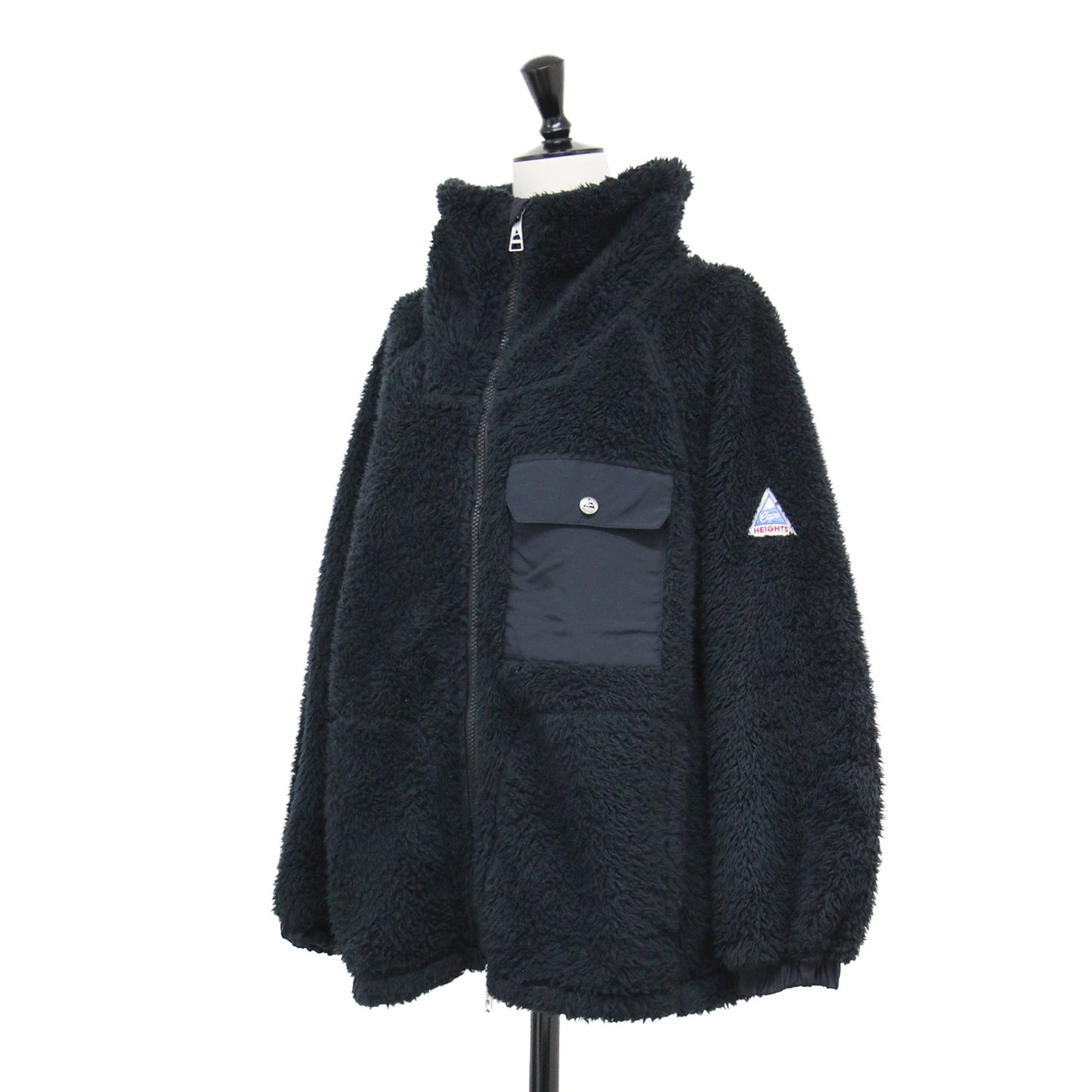 ハイネック フリース ジャケット / RIVAS FLEECE ブルゾン 長袖 ラグラン ダブルジップ ギャザー ロゴ