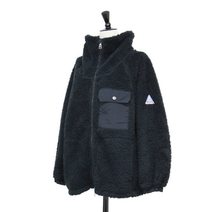 ハイネック フリース ジャケット / RIVAS FLEECE ブルゾン 長袖 ラグラン ダブルジップ ギャザー ロゴ