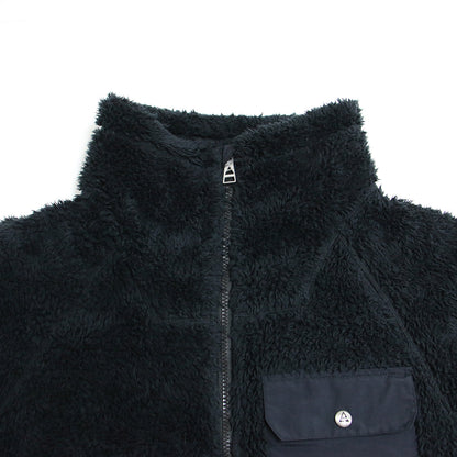 ハイネック フリース ジャケット / RIVAS FLEECE ブルゾン 長袖 ラグラン ダブルジップ ギャザー ロゴ