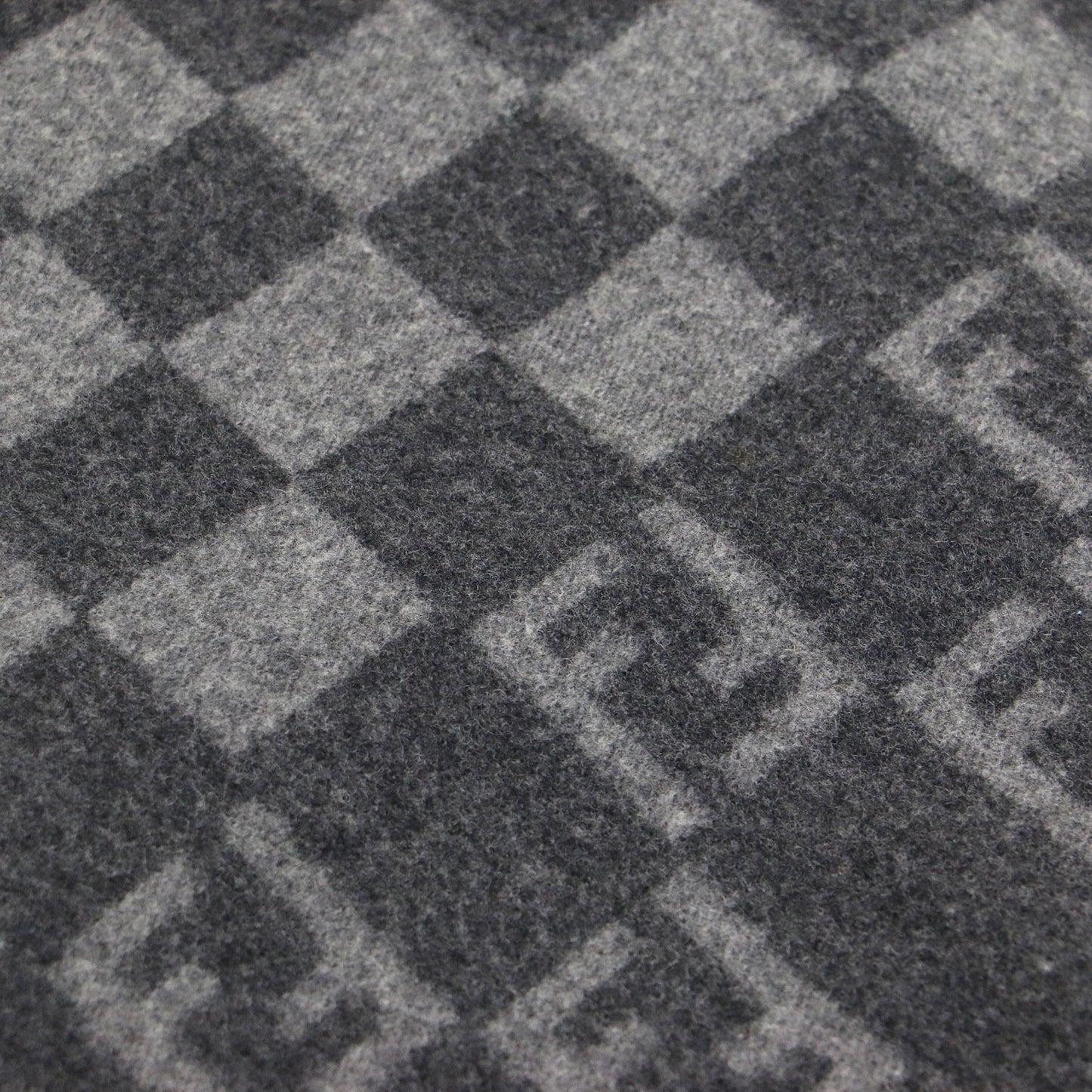 ロゴ ブロックチェック マフラー / ストール フリンジ ウール